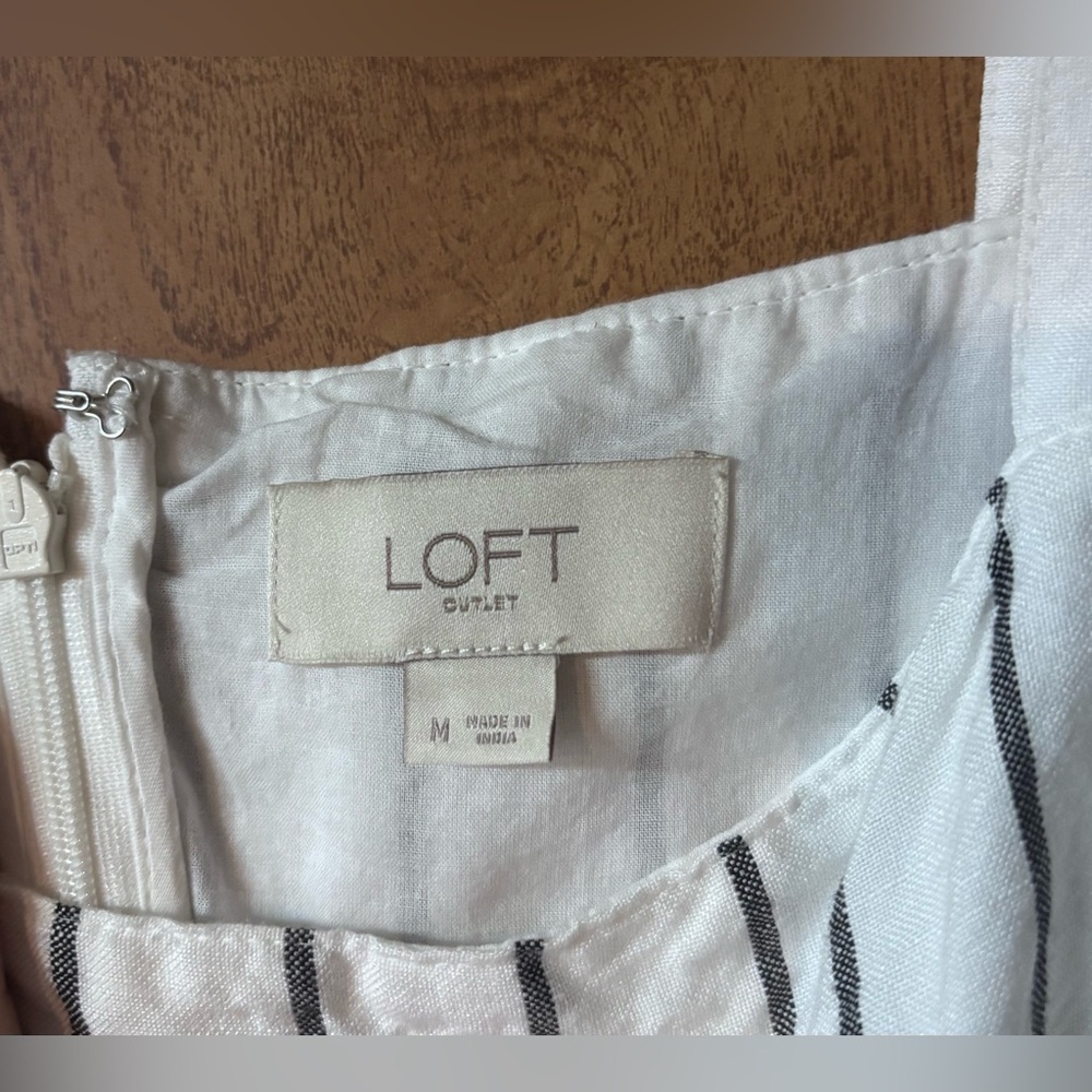 LOFT Black and White Striped Jumpsuit - Picture 4 of 4